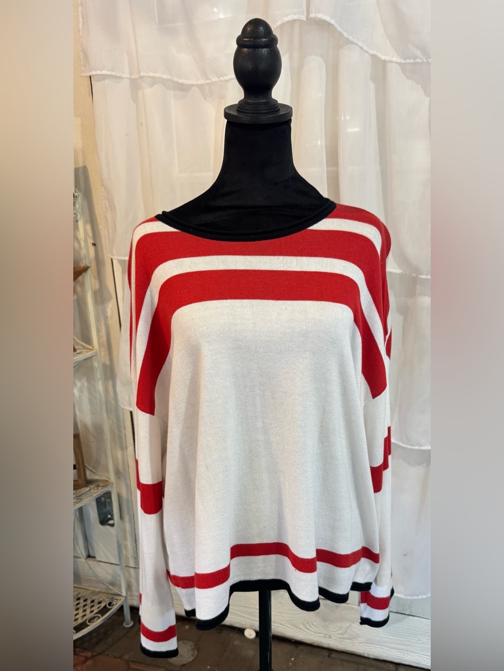 Striped Red and White Women's Sweater - PLANET